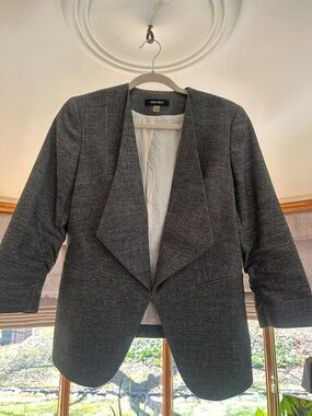 Nine West Heather Charcoal Gray Open-Front Blazer